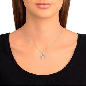 Swarovski crystal round pendant necklace rhodium plated